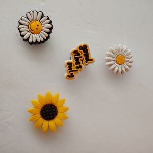 Sunflower & Daisy Shoe Charms - Yellow, White